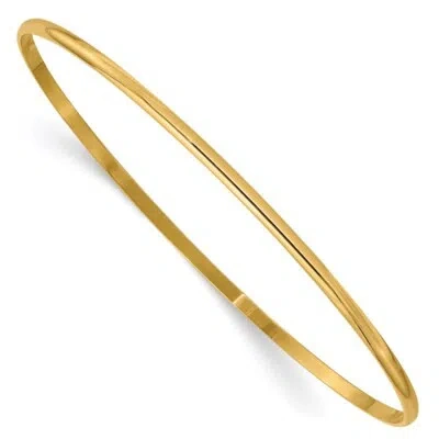 Pre-owned Superdealsforeverything Real 14k Yellow Gold 2mm Solid Polished Half-round Slip-on Bangle