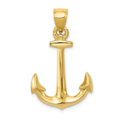 Pre-owned Superdealsforeverything Real 14kt Yellow Gold 3-d Anchor Pendant