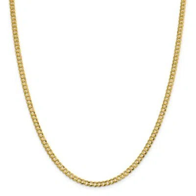 Pre-owned Superdealsforeverything Real 14kt Yellow Gold 3.7mm Solid Polished Light Flat Cuban Chain; 24 Inch