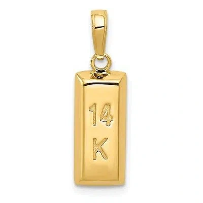 Pre-owned Superdealsforeverything Real 14kt Yellow Gold 3d Gold Bar Pendant