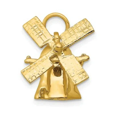 Pre-owned Superdealsforeverything Real 14kt Yellow Gold 3d Windmill Charm