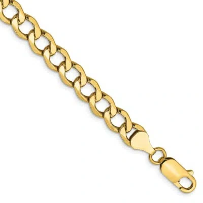 Pre-owned Superdealsforeverything Real 14kt Yellow Gold 6.5mm Semi-solid Curb Link Chain Chain Bracelet; 8 Inch