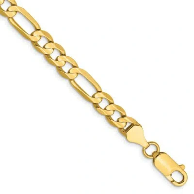 Pre-owned Superdealsforeverything Real 14kt Yellow Gold 6mm Concave Open Figaro Chain Chain Bracelet; 7 Inch