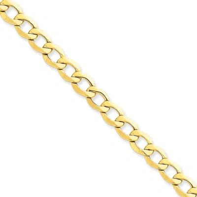 Pre-owned Superdealsforeverything Real 14kt Yellow Gold 7.0mm Semi-solid Curb Link Chain Chain Bracelet; 7 Inch