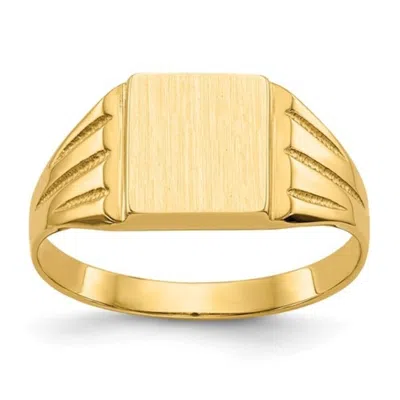 Pre-owned Superdealsforeverything Real 14kt Yellow Gold 9.0x8.0mm Open Back Signet Ring S:7