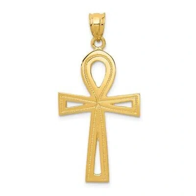 Pre-owned Superdealsforeverything Real 14kt Yellow Gold Ankh Cross Charm