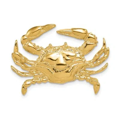 Pre-owned Superdealsforeverything Real 14kt Yellow Gold Blue Crab Slide
