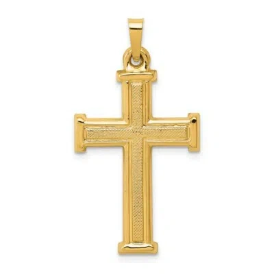 Pre-owned Superdealsforeverything Real 14kt Yellow Gold Brushed And Polished Latin Cross Pendant