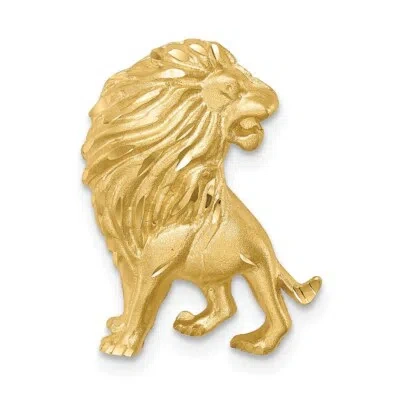 Pre-owned Superdealsforeverything Real 14kt Yellow Gold Brushed Diamond-cut Lion Chain Slide