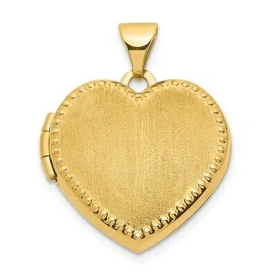 Pre-owned Superdealsforeverything Real 14kt Yellow Gold Brushed W/beaded Edge 18mm Heart Locket
