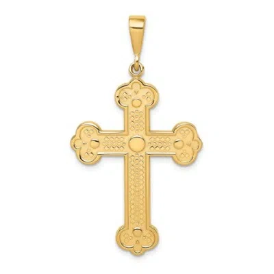 Pre-owned Superdealsforeverything Real 14kt Yellow Gold Budded Cross Pendant