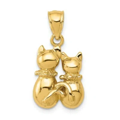 Pre-owned Superdealsforeverything Real 14kt Yellow Gold Cat Pendant