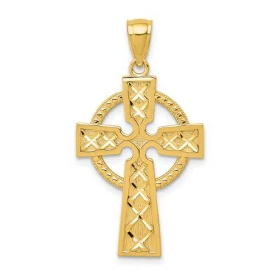 Pre-owned Superdealsforeverything Real 14kt Yellow Gold Celtic Cross Pendant