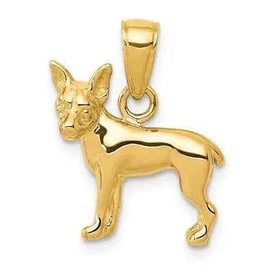 Pre-owned Superdealsforeverything Real 14kt Yellow Gold Chihuahua Dog Pendant