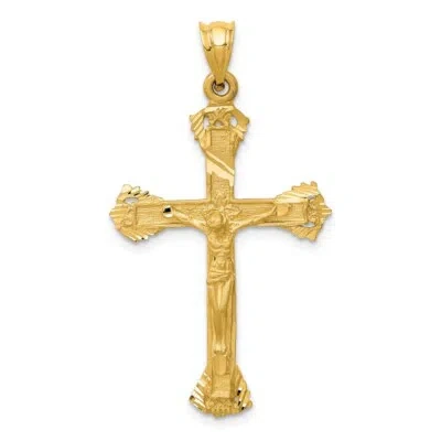 Pre-owned Superdealsforeverything Real 14kt Yellow Gold Crucifix Charm