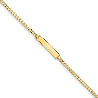 Pre-owned Superdealsforeverything Real 14kt Yellow Gold Curb Link Id Chain Bracelet; 7 Inch; Lobster Clasp