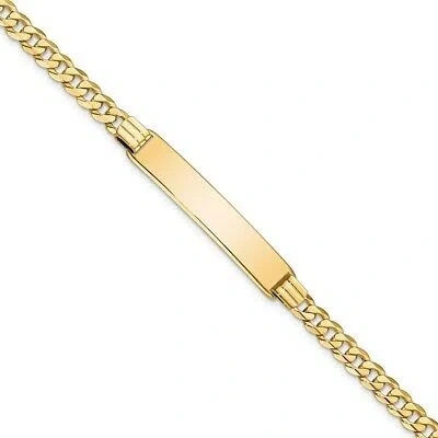 Pre-owned Superdealsforeverything Real 14kt Yellow Gold Curb Link Id Chain Bracelet; 8 Inch; Lobster Clasp