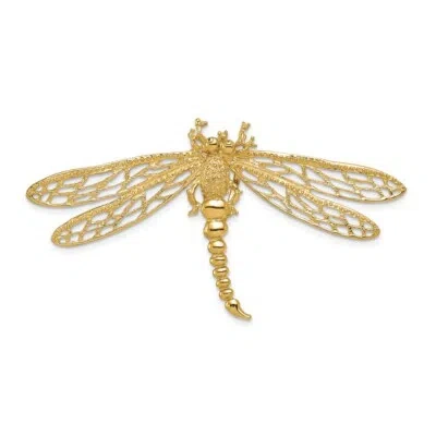 Pre-owned Superdealsforeverything Real 14kt Yellow Gold Cut-out Dragonfly Slide