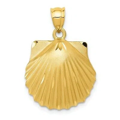 Pre-owned Superdealsforeverything Real 14kt Yellow Gold Seashell Pendant