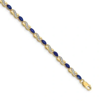 Pre-owned Superdealsforeverything Real 14kt Yellow Gold Diamond And Sapphire Infinity Chain Bracelet; 7 Inch