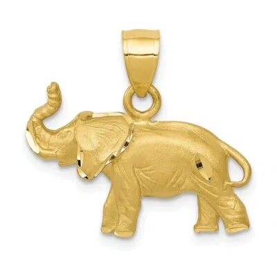 Pre-owned Superdealsforeverything Real 14kt Yellow Gold Diamond-cut Elephant Pendant