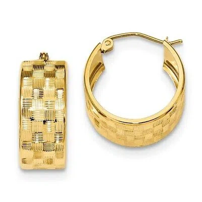Pre-owned Superdealsforeverything Real 14kt Yellow Gold Diamond Cut Hoop Earrings