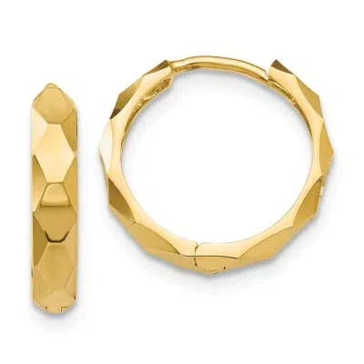 Pre-owned Superdealsforeverything Real 14kt Yellow Gold Diamond-cut Hoop Earrings