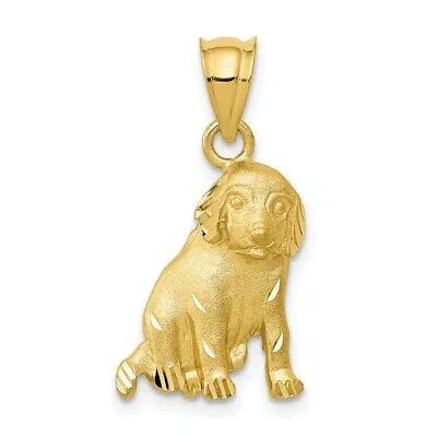 Pre-owned Superdealsforeverything Real 14kt Yellow Gold Dog Charm