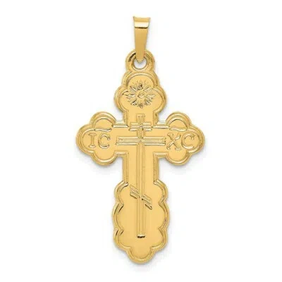 Pre-owned Superdealsforeverything Real 14kt Yellow Gold Eastern Orthodox Cross Pendant