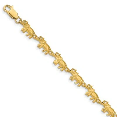 Pre-owned Superdealsforeverything Real 14kt Yellow Gold Elephant Chain Bracelet; 7 Inch; Lobster Clasp