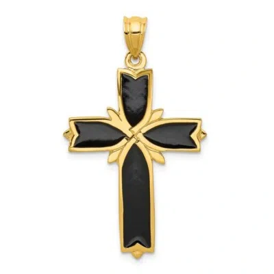 Pre-owned Superdealsforeverything Real 14kt Yellow Gold Enameled Latin Cross Pendant