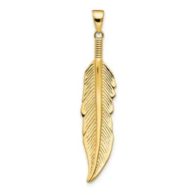Pre-owned Superdealsforeverything Real 14kt Yellow Gold Feather Pendant