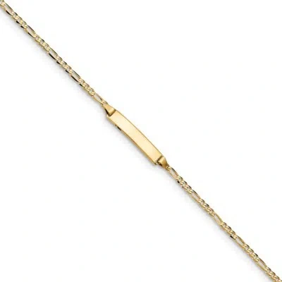 Pre-owned Superdealsforeverything Real 14kt Yellow Gold Figaro Id Chain Bracelet; 7 Inch; Lobster Clasp