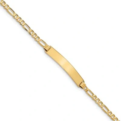 Pre-owned Superdealsforeverything Real 14kt Yellow Gold Flat Figaro Link Id Chain Bracelet; 7 Inch; Lobster Clasp