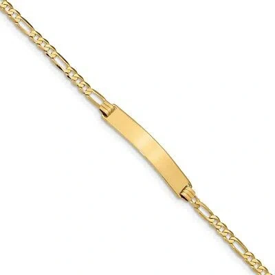 Pre-owned Superdealsforeverything Real 14kt Yellow Gold Flat Figaro Link Id Chain Bracelet; 8 Inch; Lobster Clasp