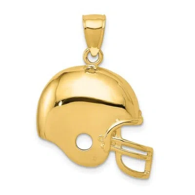 Pre-owned Superdealsforeverything Real 14kt Yellow Gold Football Helmet Pendant