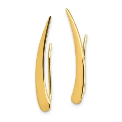 Pre-owned Superdealsforeverything Real 14kt Yellow Gold Gold Polished Pointed Ear Climber Earrings
