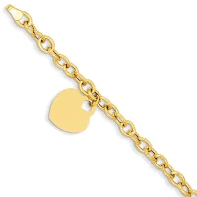 Pre-owned Superdealsforeverything Real 14kt Yellow Gold Heart Charm Chain Bracelet; 7.5 Inch; Lobster Clasp
