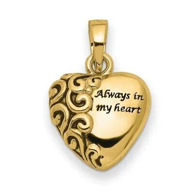 Pre-owned Superdealsforeverything Real 14kt Yellow Gold Heart Remembrance Ash Holder Pendant