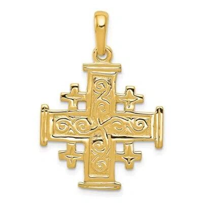Pre-owned Superdealsforeverything Real 14kt Yellow Gold Jerusalem Cross Pendant