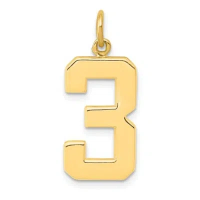 Pre-owned Superdealsforeverything Real 14kt Yellow Gold Casted Large Polished Number 3 Charm