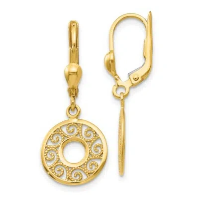 Pre-owned Superdealsforeverything Real 14kt Yellow Gold Leverback Filigree Earrings
