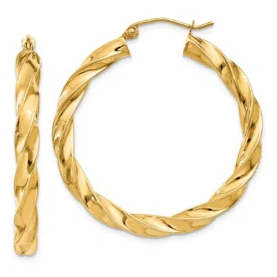 Pre-owned Superdealsforeverything Real 14kt Yellow Gold Light Twisted Hoop Earrings