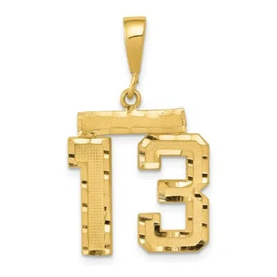 Pre-owned Superdealsforeverything Real 14kt Yellow Gold Medium Diamond-cut Number 13 Charm