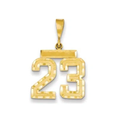 Pre-owned Superdealsforeverything Real 14kt Yellow Gold Medium Diamond-cut Number 23 Charm Pendant