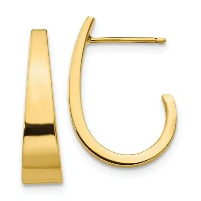 Pre-owned Superdealsforeverything Real 14kt Yellow Gold Medium Polished J Hoop Earrings