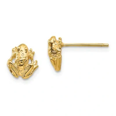 Pre-owned Superdealsforeverything Real 14kt Yellow Gold Mini Frog Post Earrings