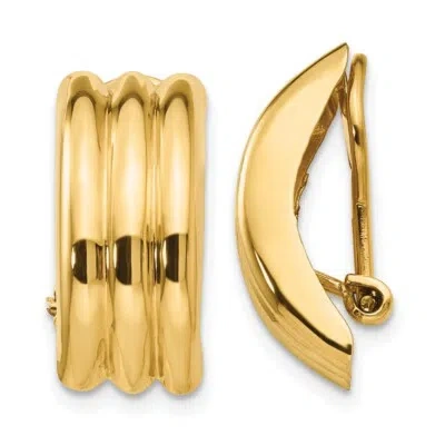 Pre-owned Superdealsforeverything Real 14kt Yellow Gold Omega Clip Non-pierced Earrings