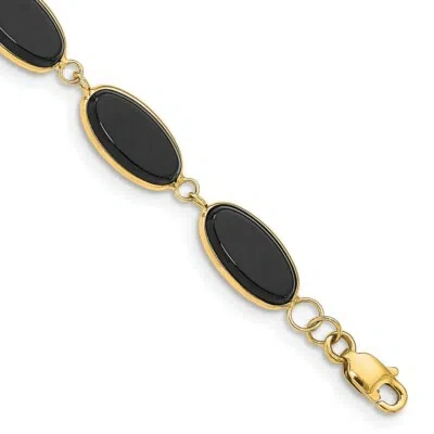 Pre-owned Superdealsforeverything Real 14kt Yellow Gold Onyx 8.25in Chain ; 8.25 Inch; Lobster Clasp