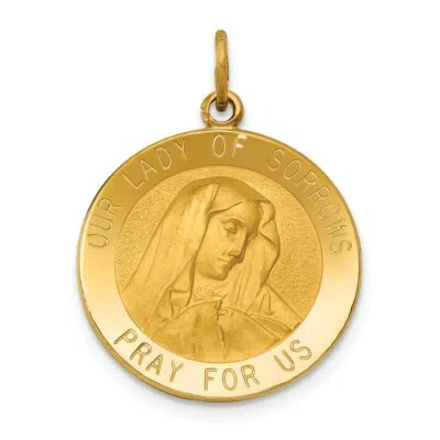 Pre-owned Superdealsforeverything Real 14kt Yellow Gold Our Lady Of Sorrows Medal Pendant